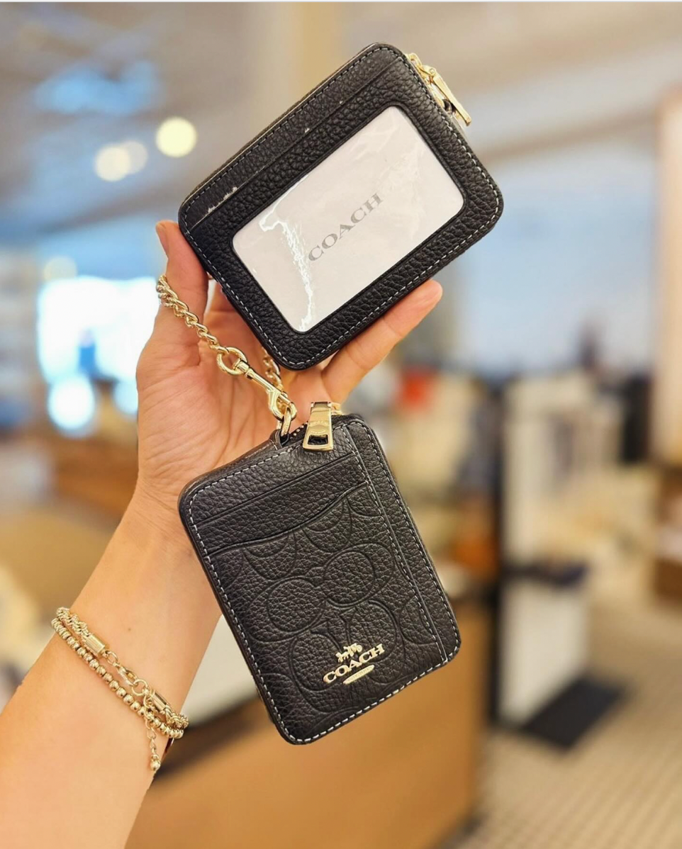 Billetera Coach Pequeña Cuero diseños acolchado Negro