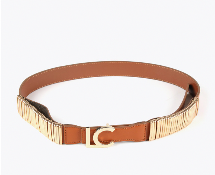 Cinturon Lola Casademunt Multi anillas Camel