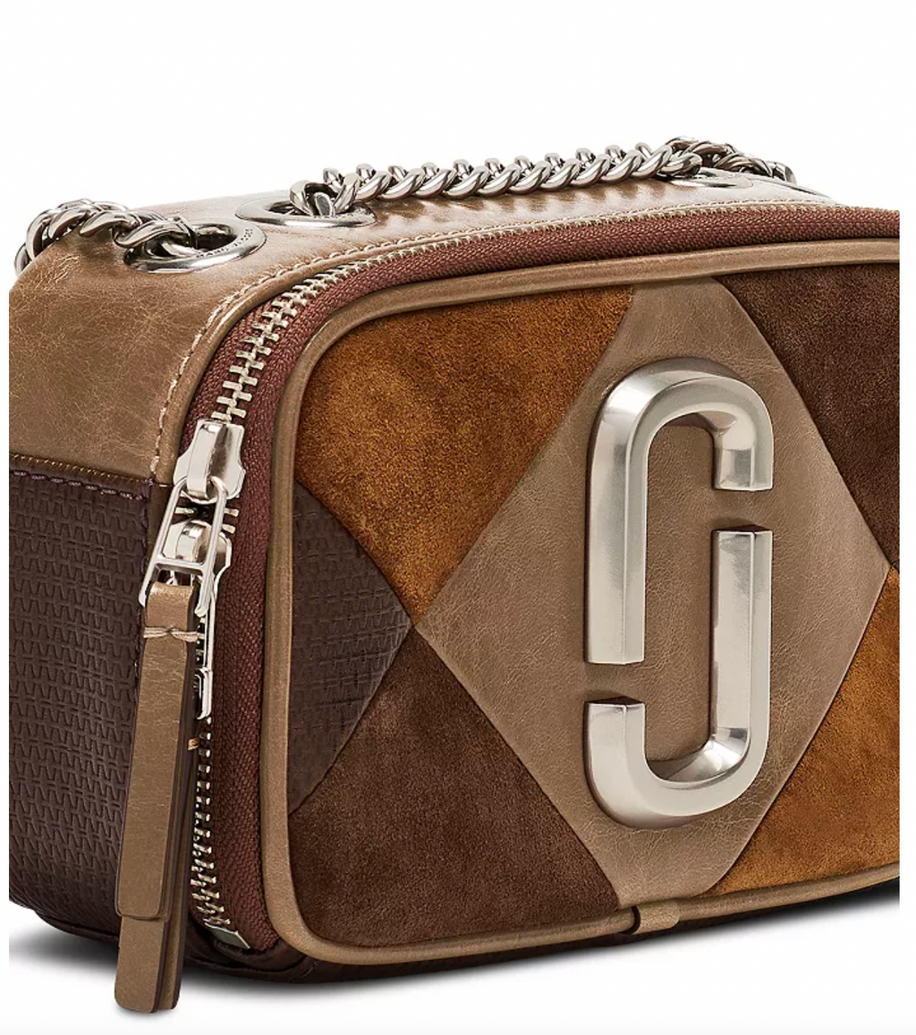 Cartera Marc Jacobs Snapshot Suede Patchwork gamuza cafe