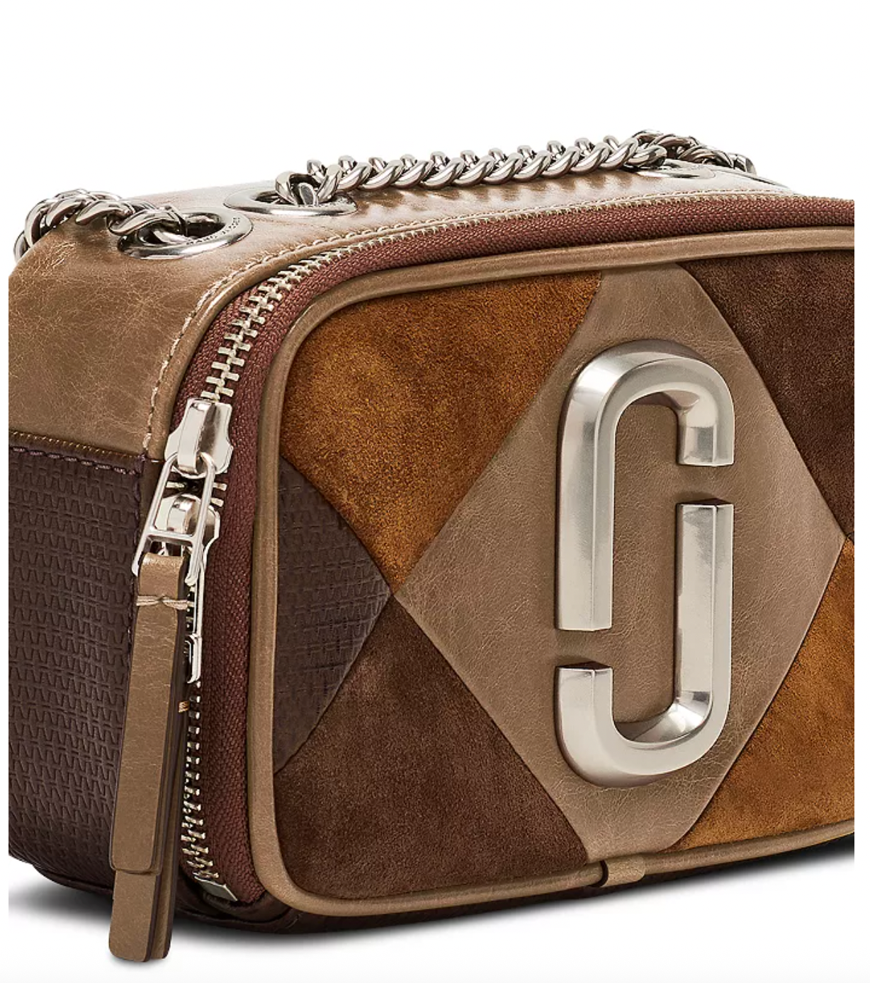 Cartera Marc Jacobs Snapshot Suede Patchwork gamuza cafe