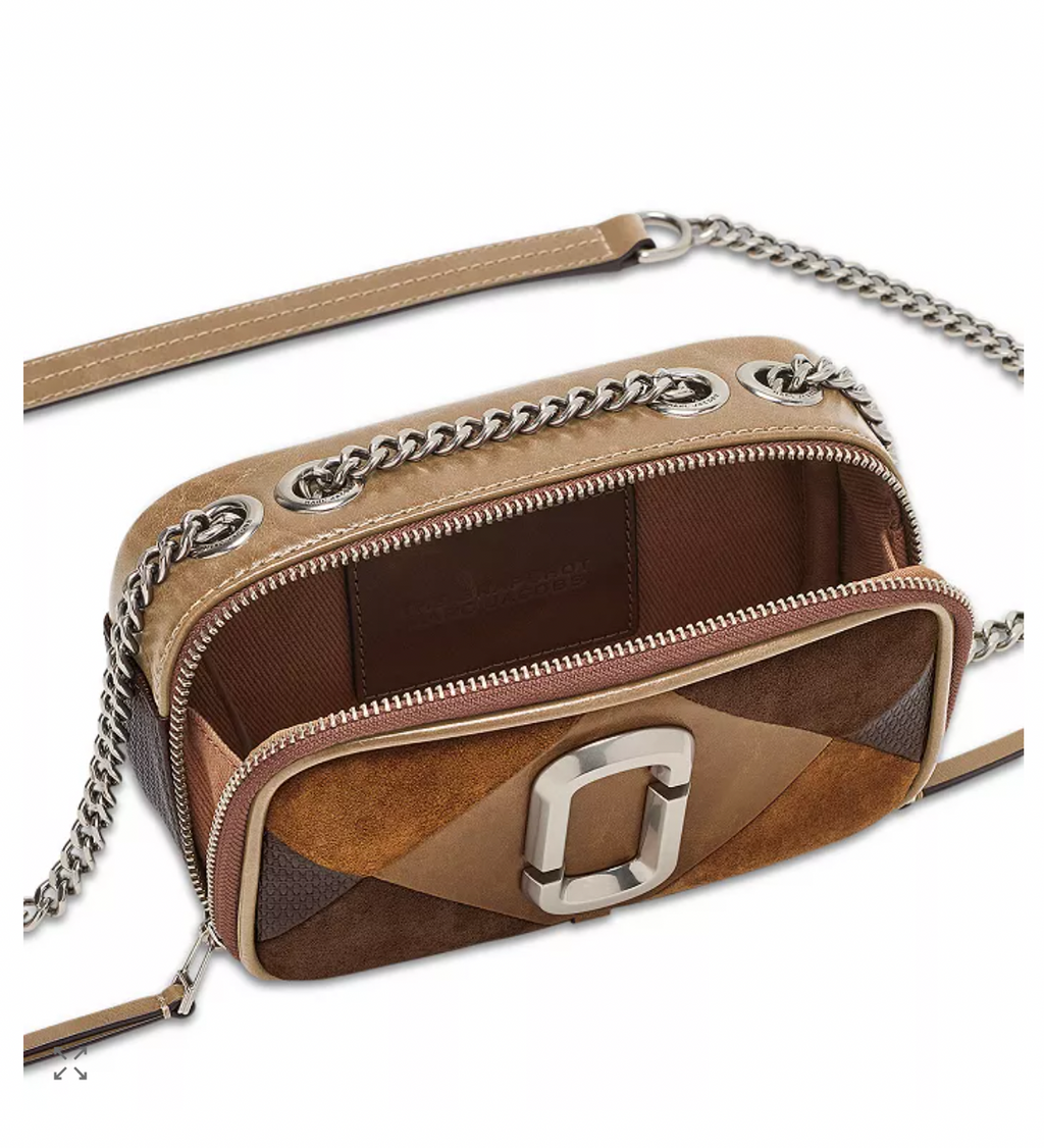 Cartera Marc Jacobs Snapshot Suede Patchwork gamuza cafe