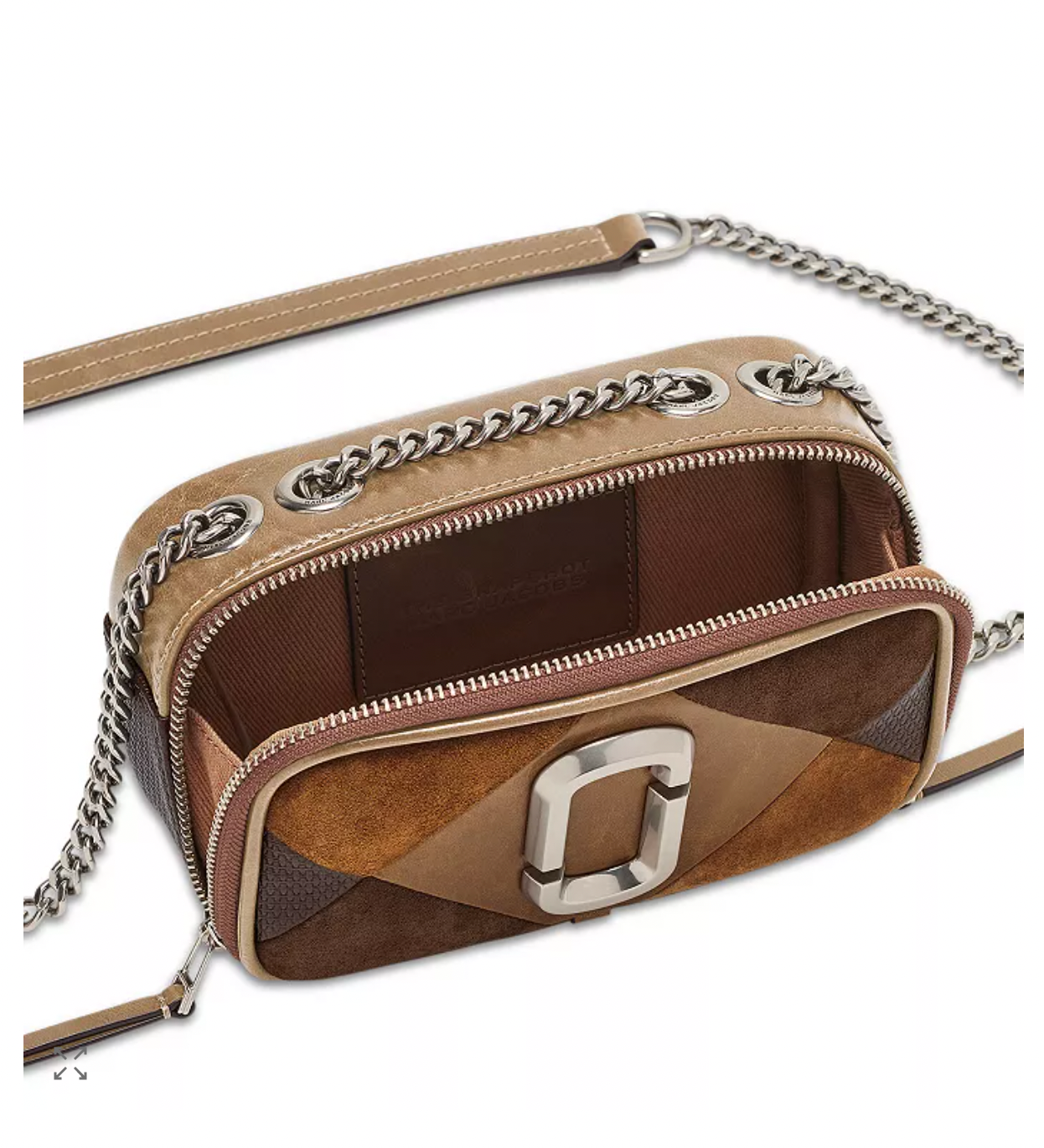 Cartera Marc Jacobs Snapshot Suede Patchwork gamuza cafe