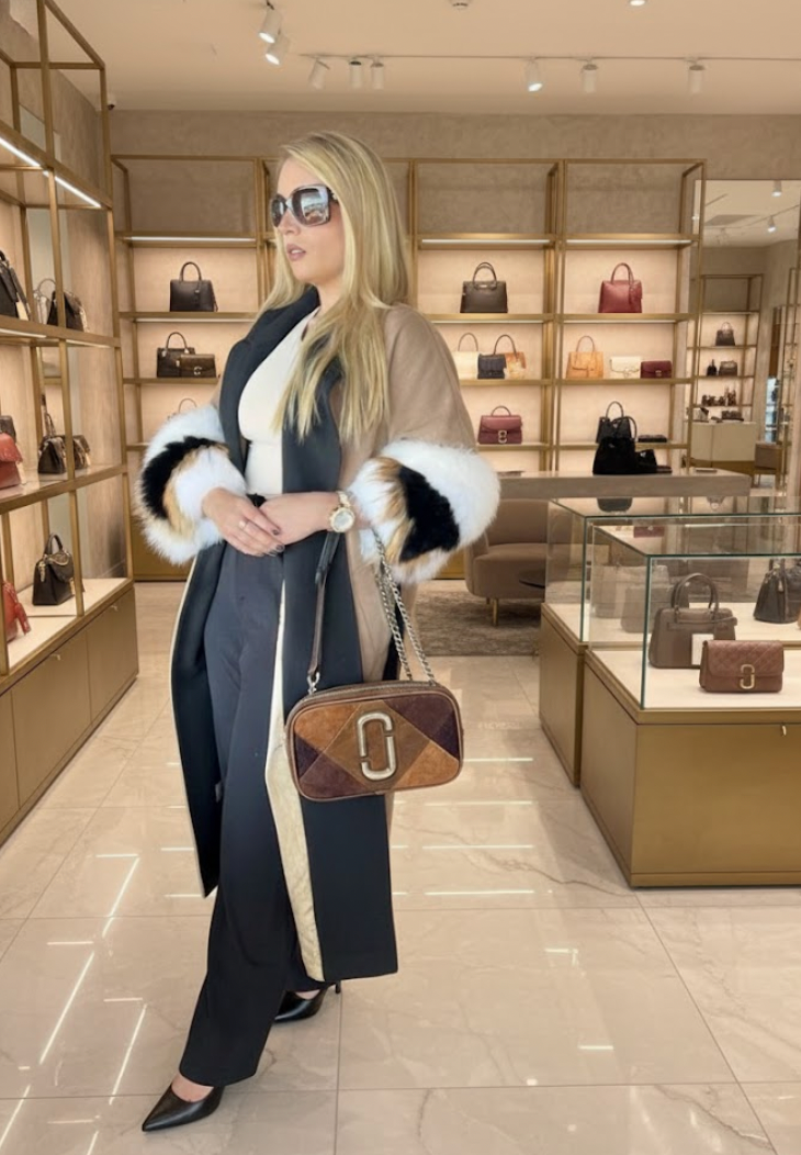 Cartera Marc Jacobs Snapshot Suede Patchwork gamuza cafe