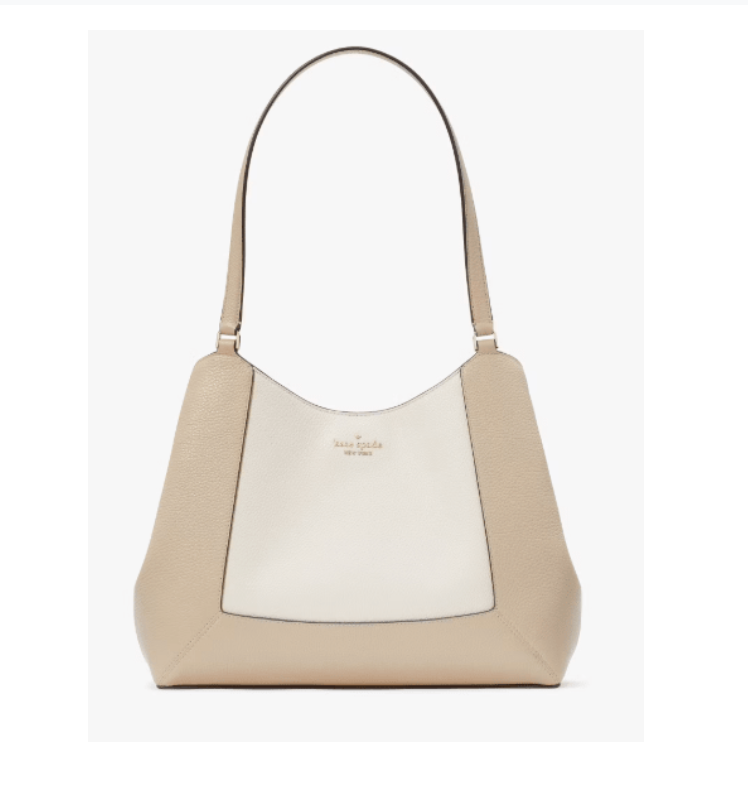 Cartera Kate Spade Lena tres compartimientos grande XL Cuero tonos Beige