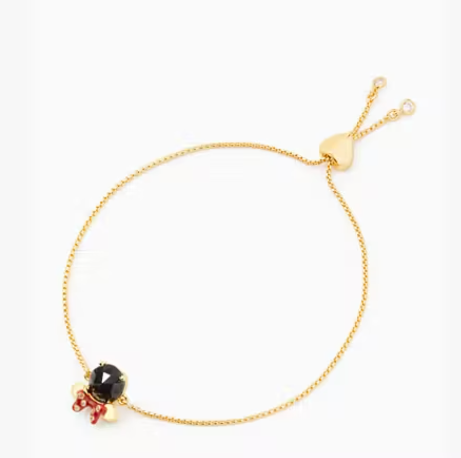 Pulsera Kate Spade Minnie circon negro cadena dorada