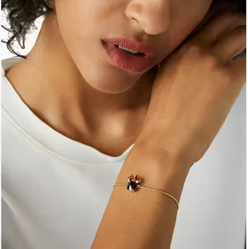 Pulsera Kate Spade Minnie circon negro cadena dorada