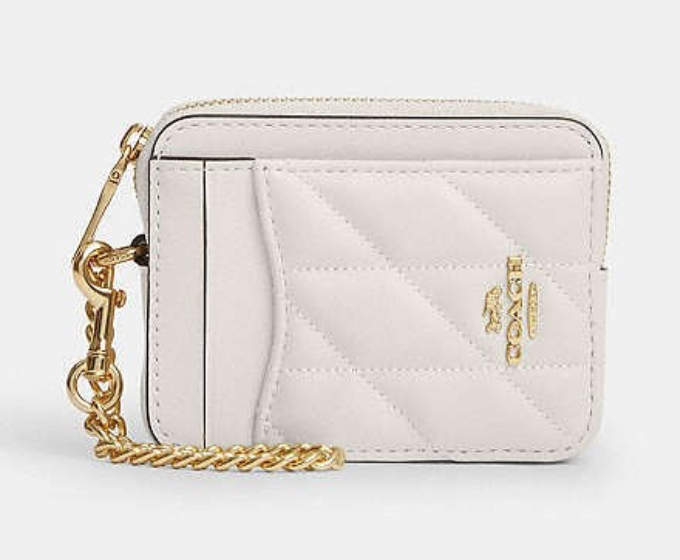 Billetera Coach pequeña blanca acolchada