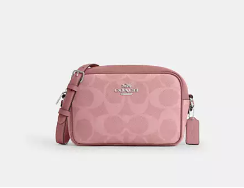 Cartera Coach Jamie grande rosada monograma