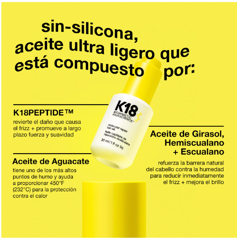 Aceite de pelo K18 mini molecular repair hair oil travel