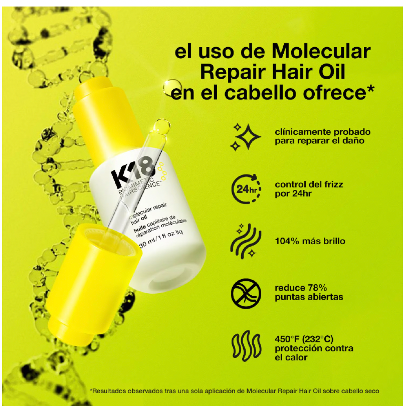 Aceite de pelo K18 mini molecular repair hair oil travel