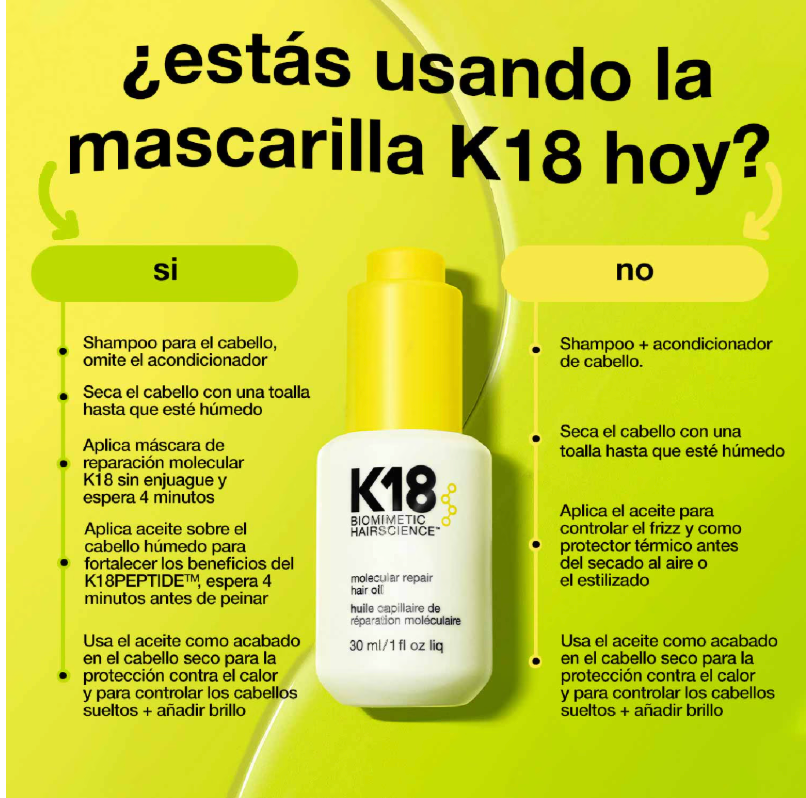 Aceite de pelo K18 mini molecular repair hair oil travel
