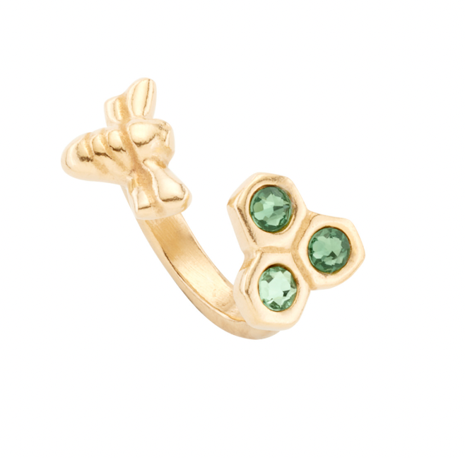 Anillo Uno de 50 Abeja con doble baño de oro de 18k