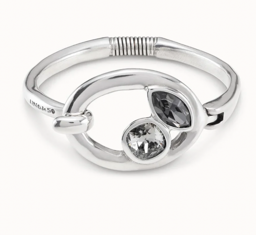 Pulsera Uno de 50 Together esclava 2 ovalos Cristal gris y transparente