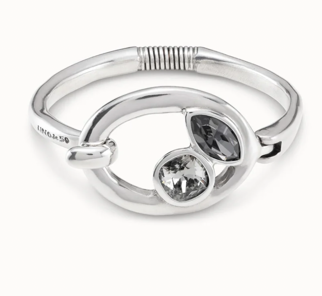 Pulsera Uno de 50 Together esclava 2 ovalos Cristal gris y transparente