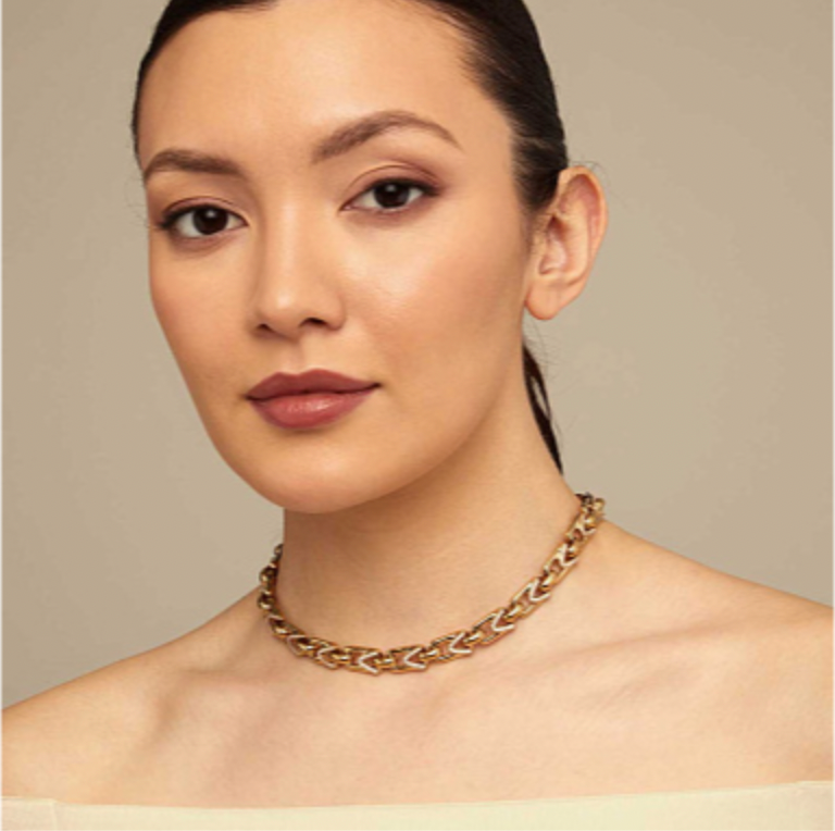 Collar Uno de 50 Unstoppable Doble baño de oro 18k con Topacios blancos