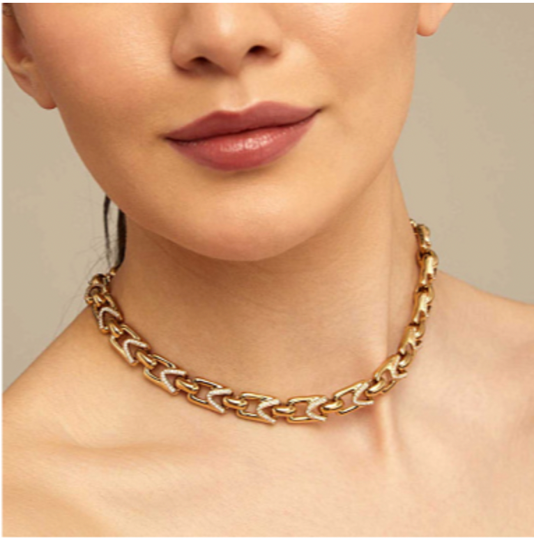 Collar Uno de 50 Unstoppable Doble baño de oro 18k con Topacios blancos
