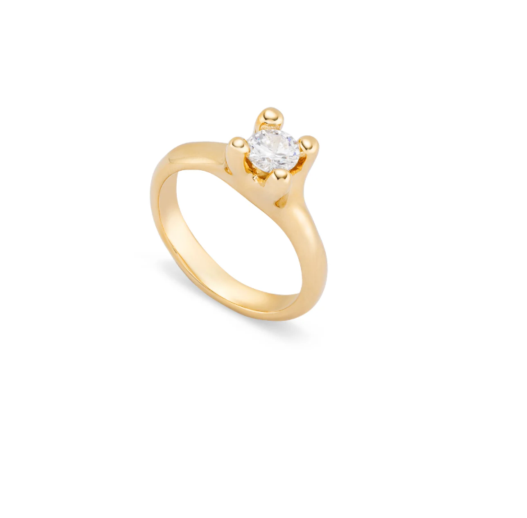 Anillo Uno de 50 Cosmos Solitario Doble baño de oro 18k con piedra circonita