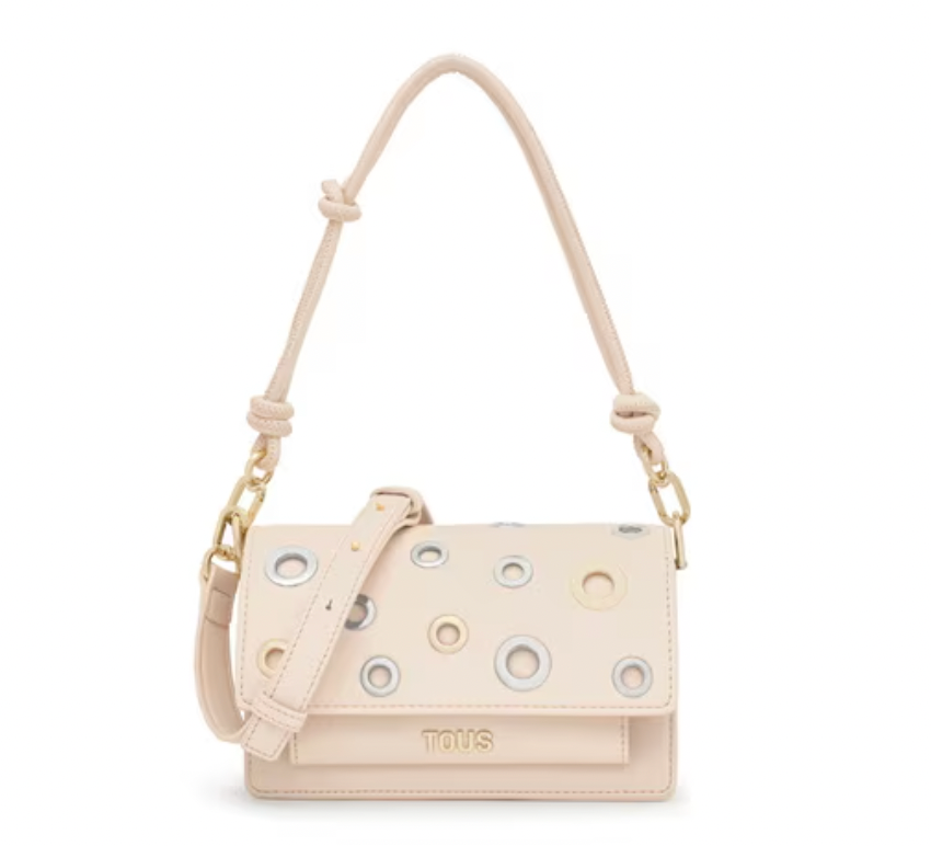 Cartera Tous Bandolera Audree Eyelets beige lunares metalicos