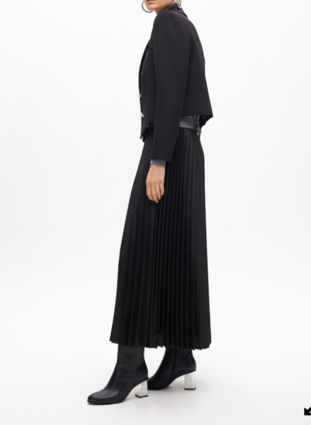 Falda Lola Casademunt midi plisada animal print negra