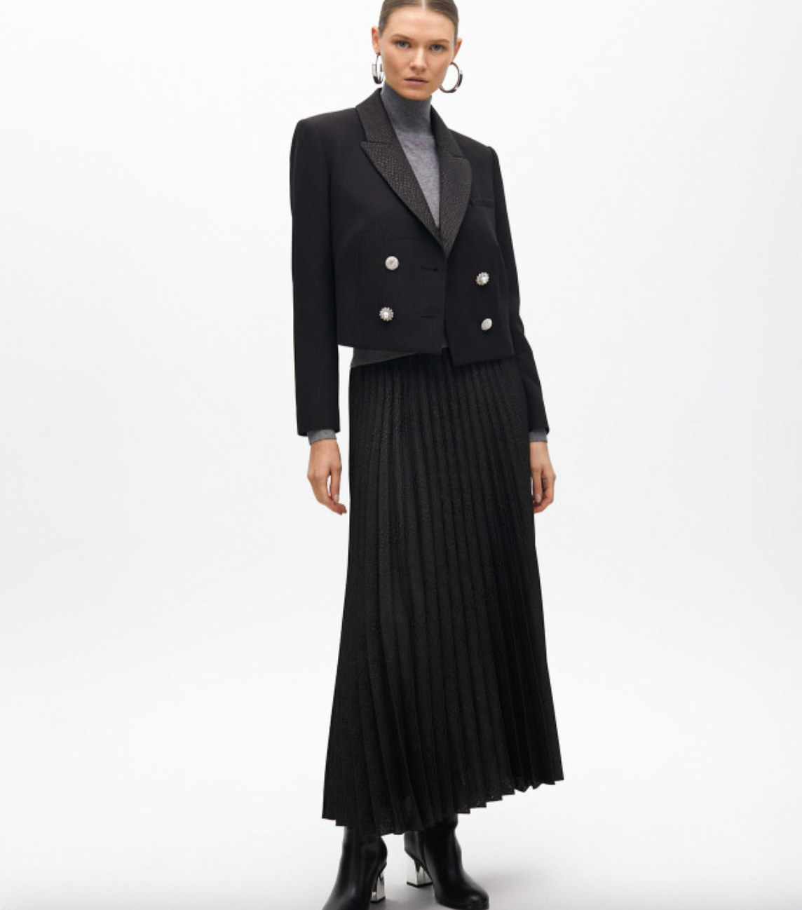 Falda Lola Casademunt midi plisada animal print negra