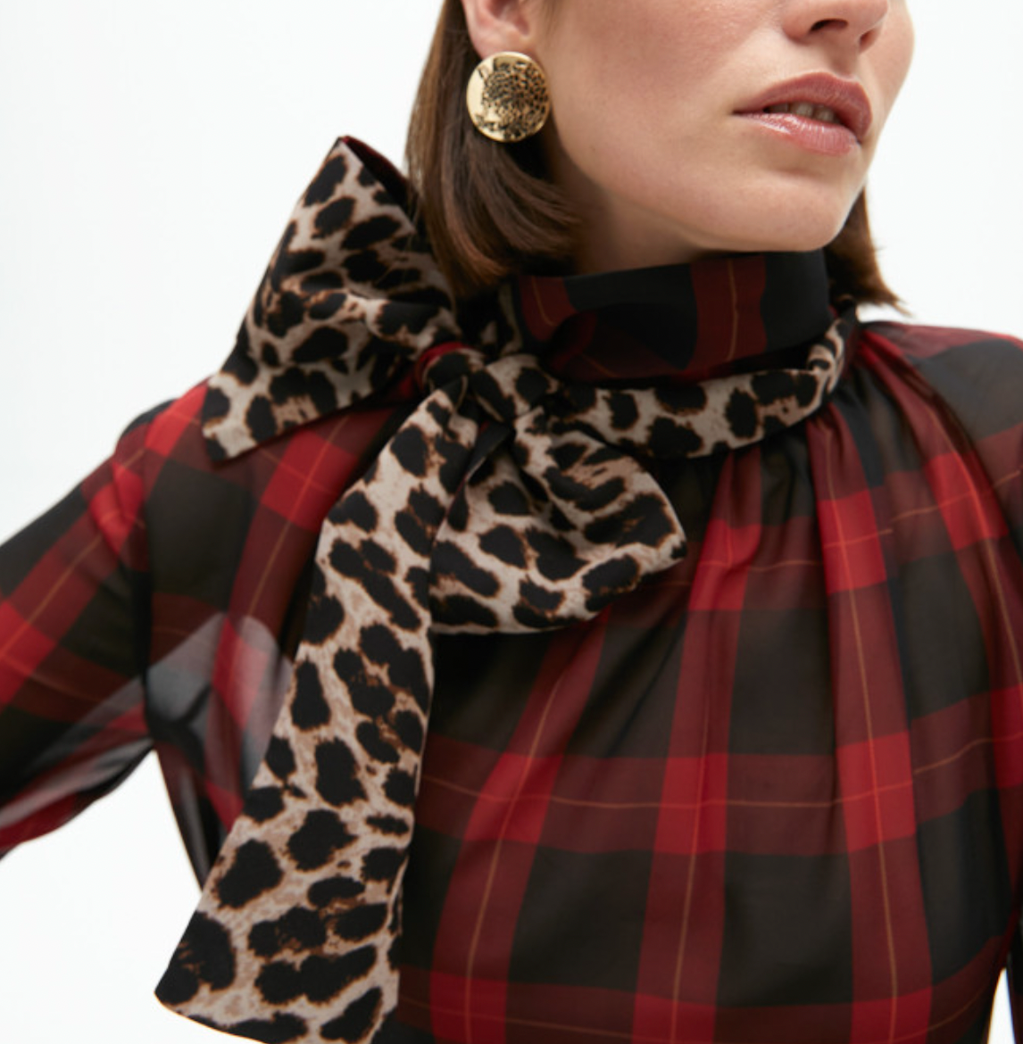 Blusa Lola Casademunt lazada animal print combinado tartán