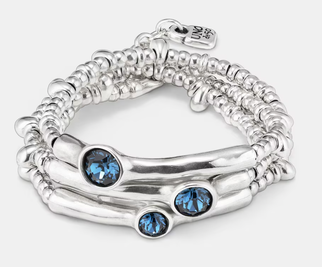 Pulsera Uno de 50 Delirio tres vueltas con piedras azules