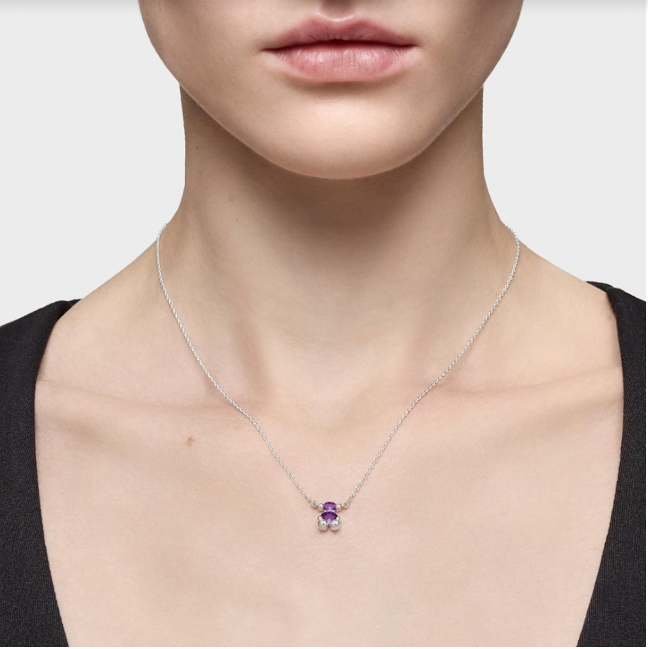 Collar Tous corto motivo oso de plata y zafiro lila creado en laboratorio Color Bear LGG