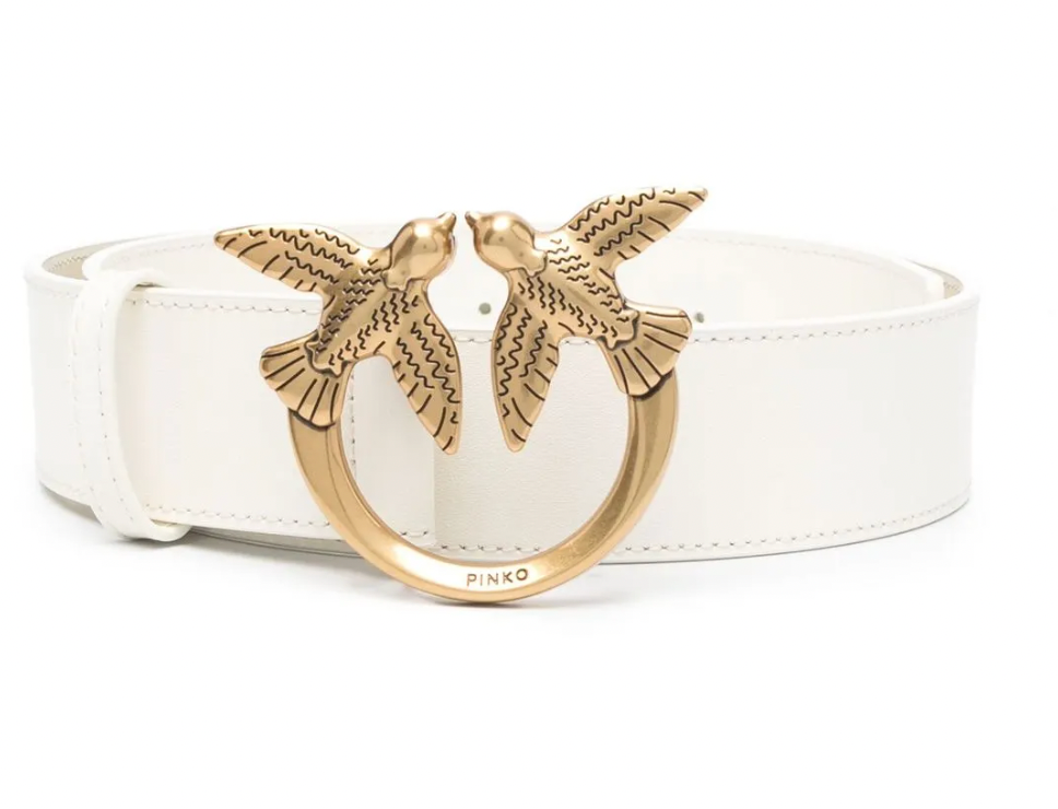 Cinturon Pinko Love Berry hebilla sinsajos Blanco