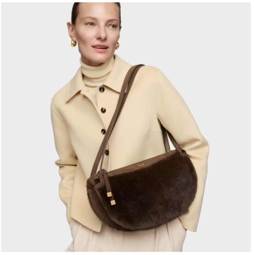 Bolso Tous de hombro Halfmoon peluda Cafe