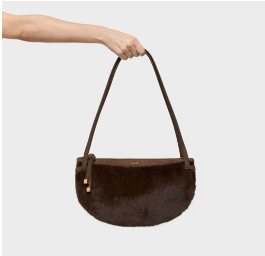 Bolso Tous de hombro Halfmoon peluda Cafe