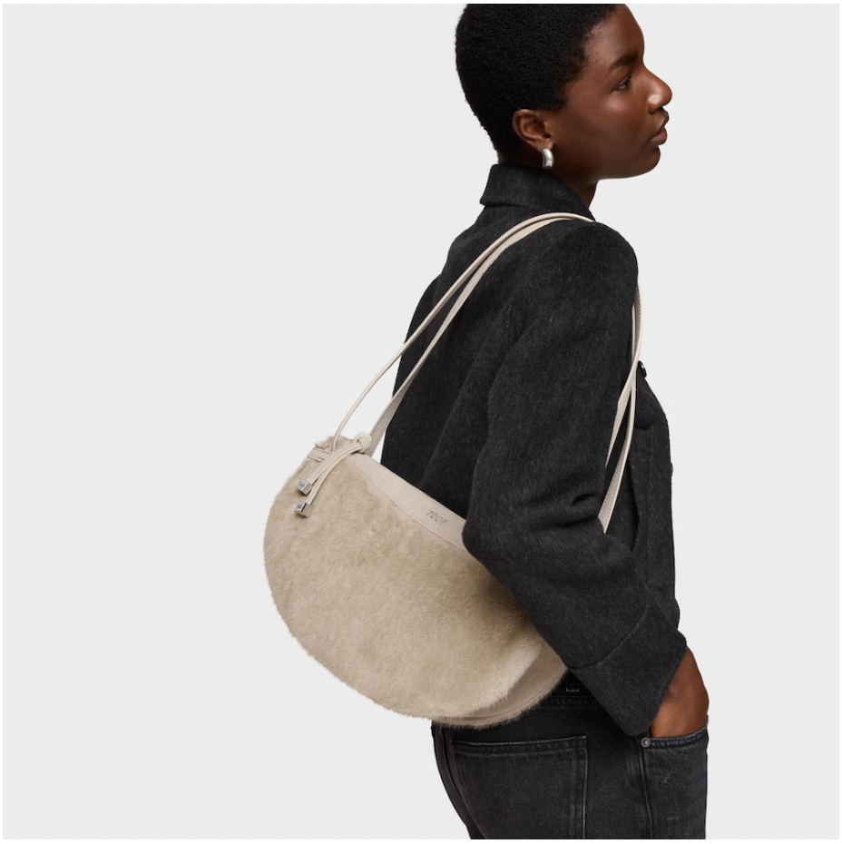 Bolso Tous de hombro Halfmoon peluda Beige