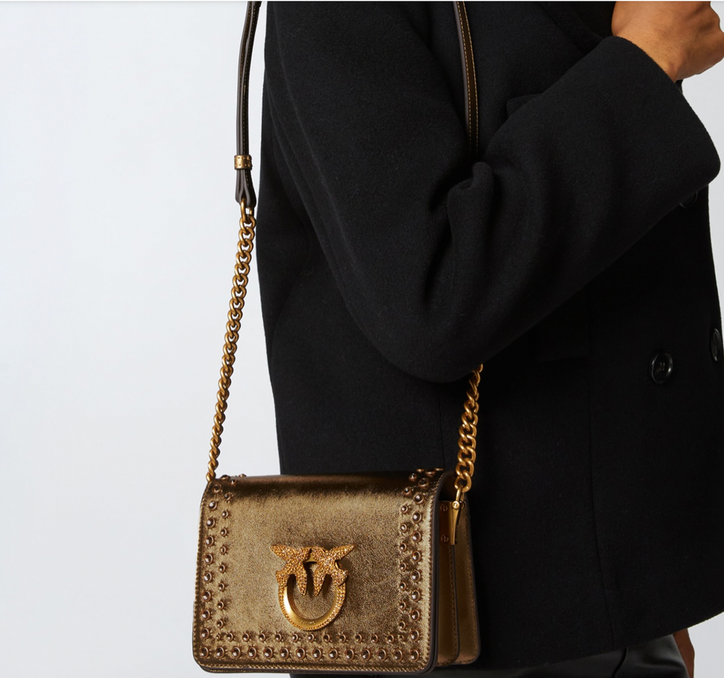 Cartera Pinko Love Clock Mini Dorado