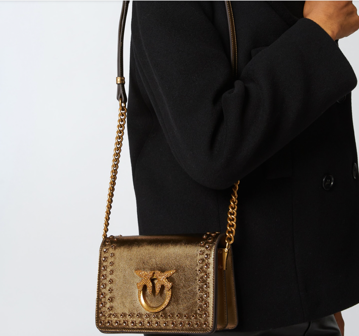 Cartera Pinko Love Clock Mini Dorado