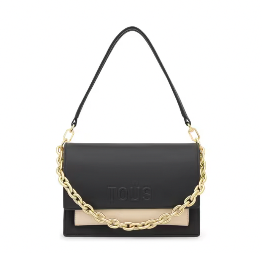 Bandolera Tous mediana Audree Kaos Icon cadena dorada Negra