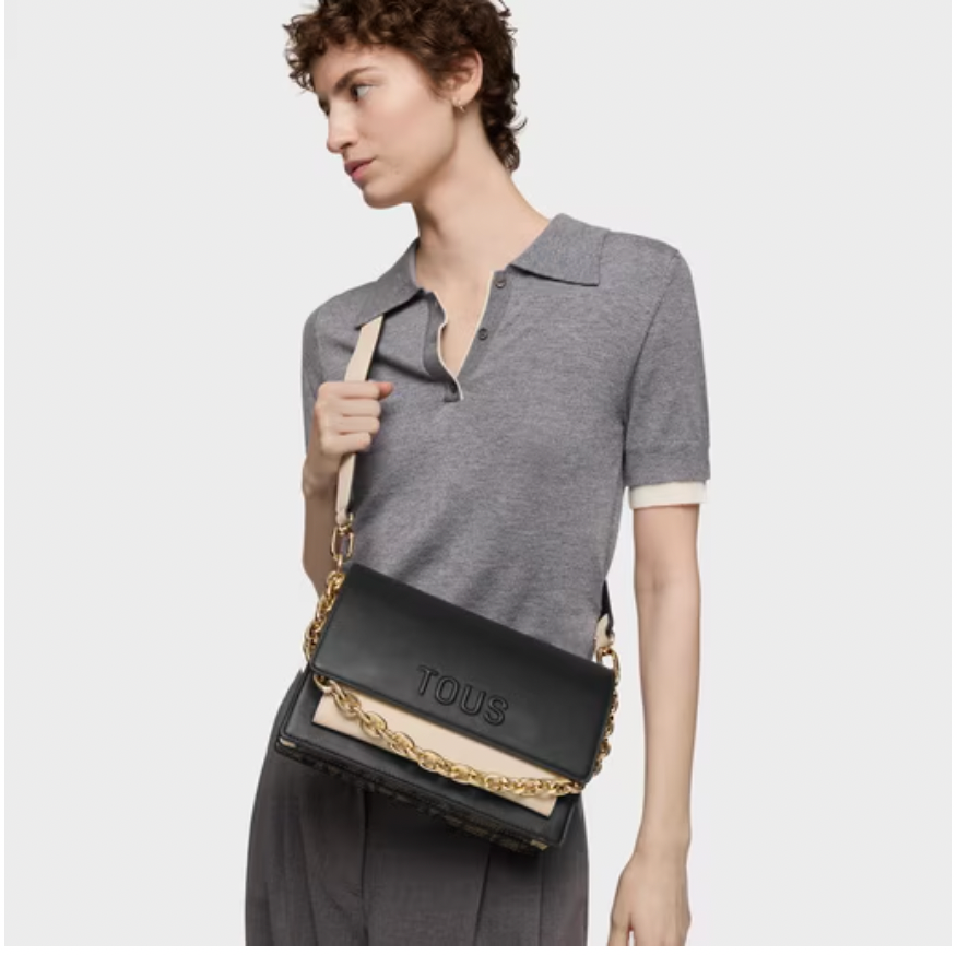 Bandolera Tous mediana Audree Kaos Icon cadena dorada Negra