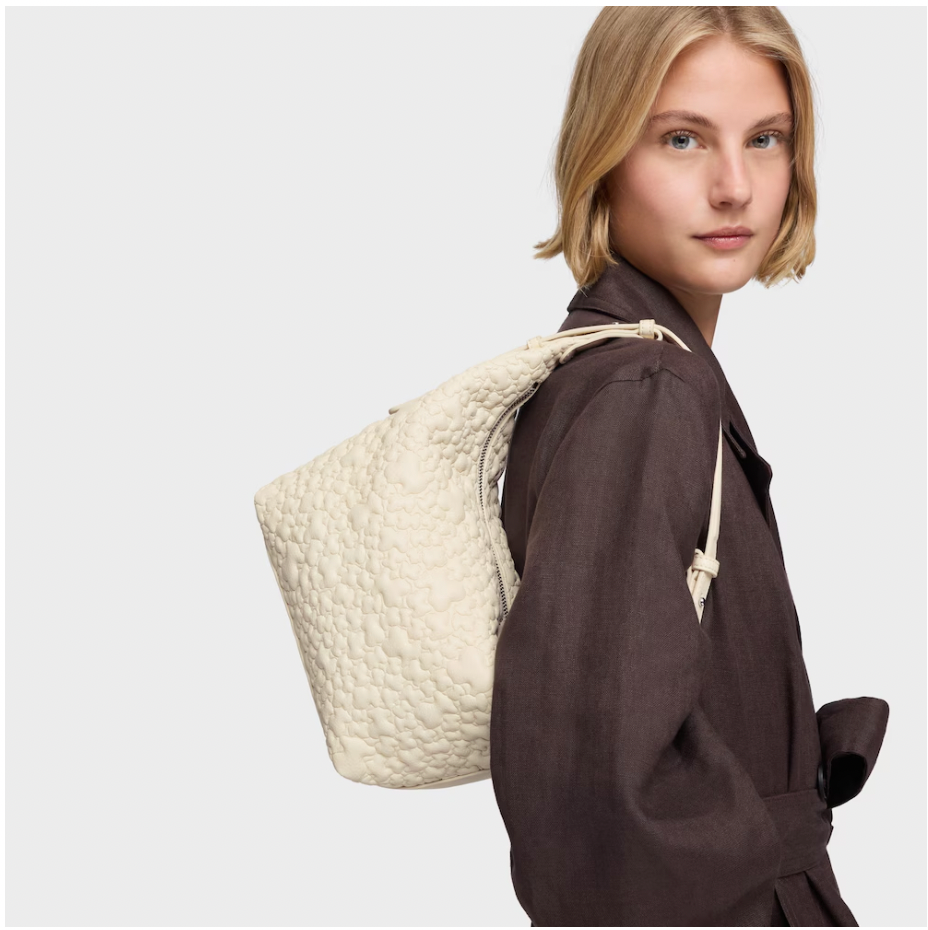 Cartera Tous hobo puffy bear mediano Crema