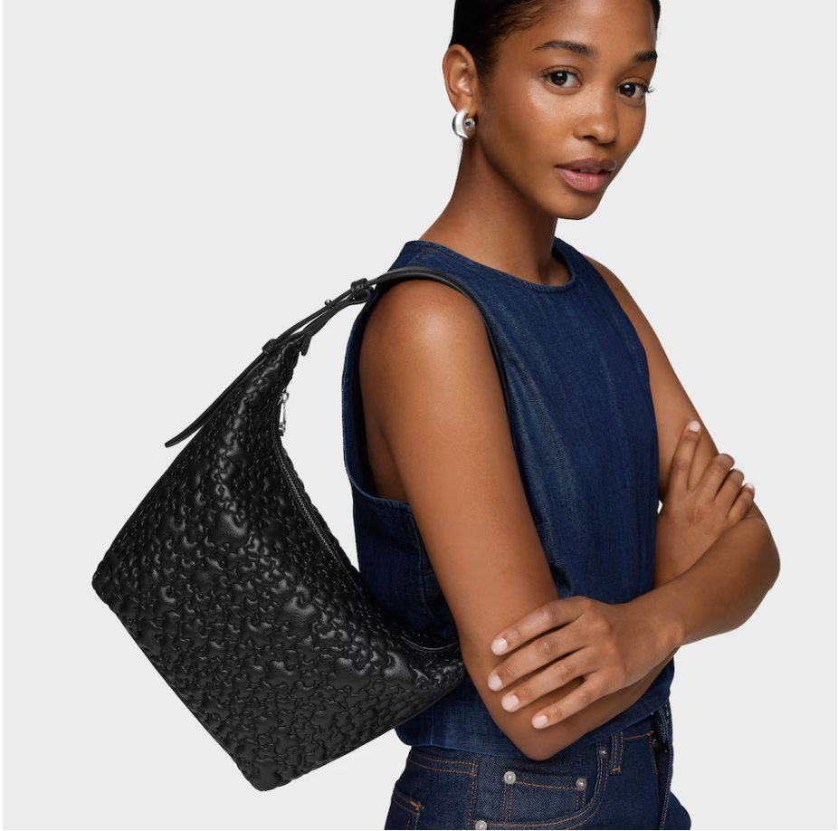 Cartera Tous hobo puffy bear mediano Negro