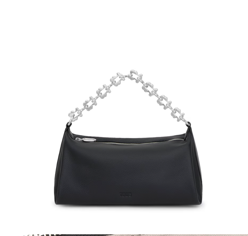 Bandolera Tous chain de piel Negra