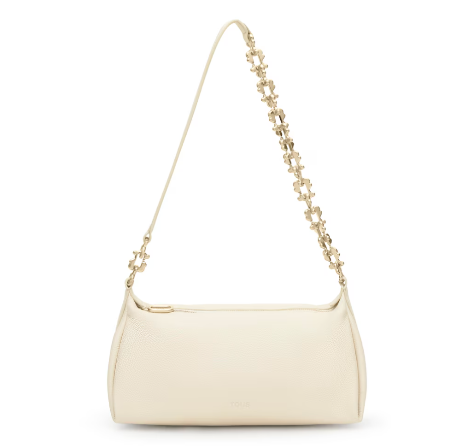 Bandolera Tous chain de piel Crema