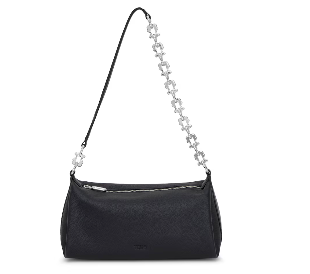 Bandolera Tous chain de piel Negra
