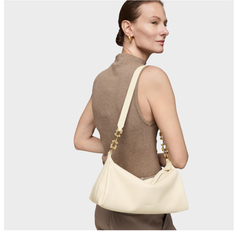 Bandolera Tous chain de piel Crema