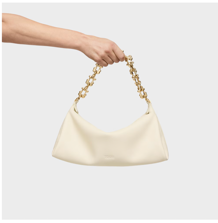 Bandolera Tous chain de piel Crema