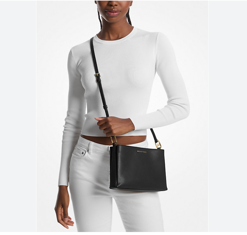 Cartera Michael Kors Crossbody Trisha cuero negra