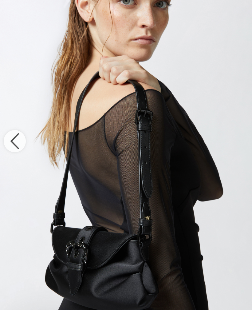 Cartera Pinko Jolene Baby Mediana Satin Negro