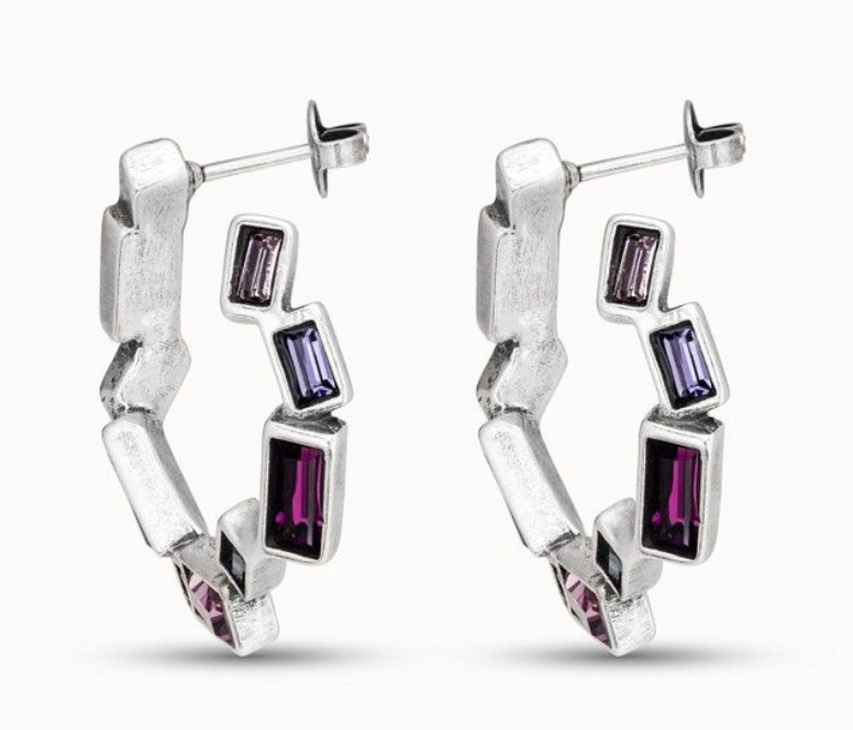 Aros Uno de 50 Round&Round espiral fucsia, lila, morado