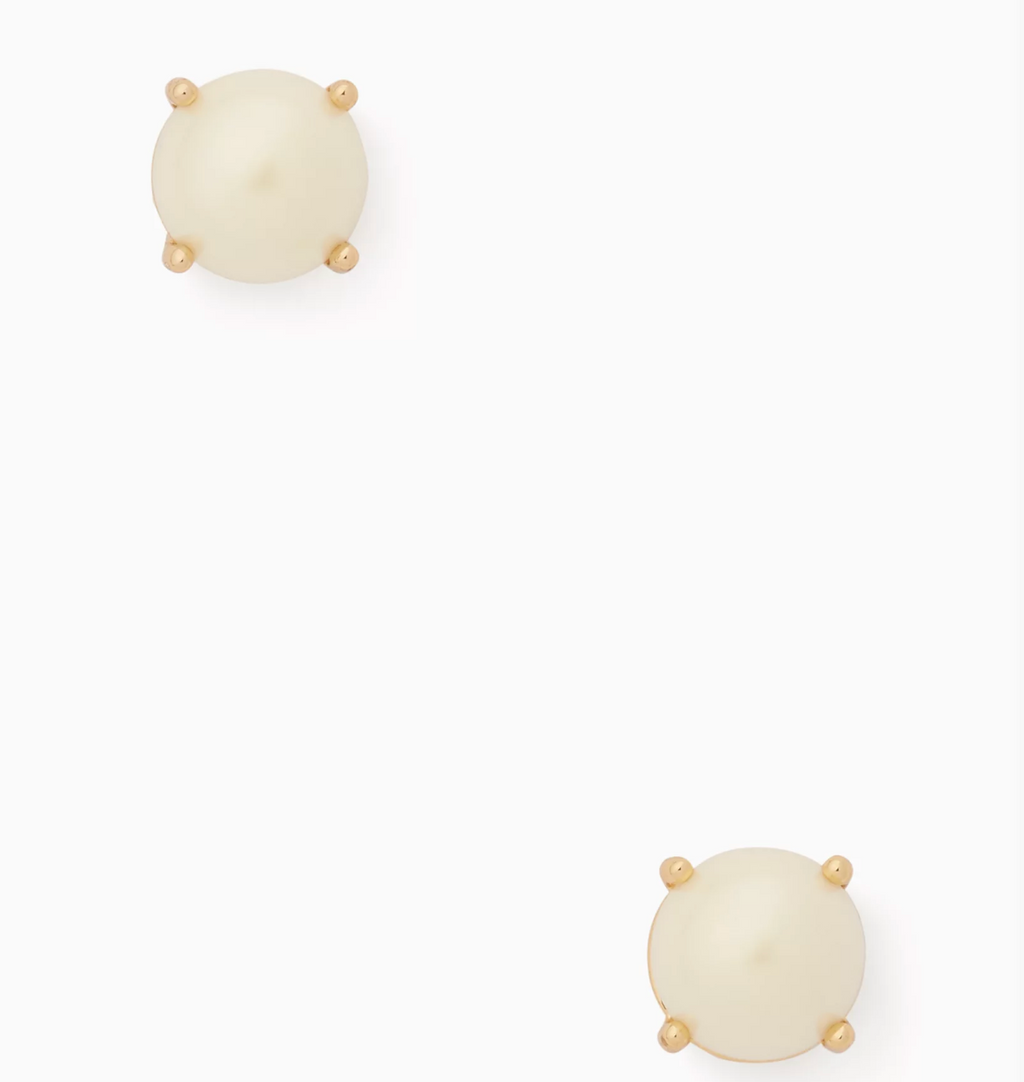 Aros Kate Spade Perla con puntitos dorados