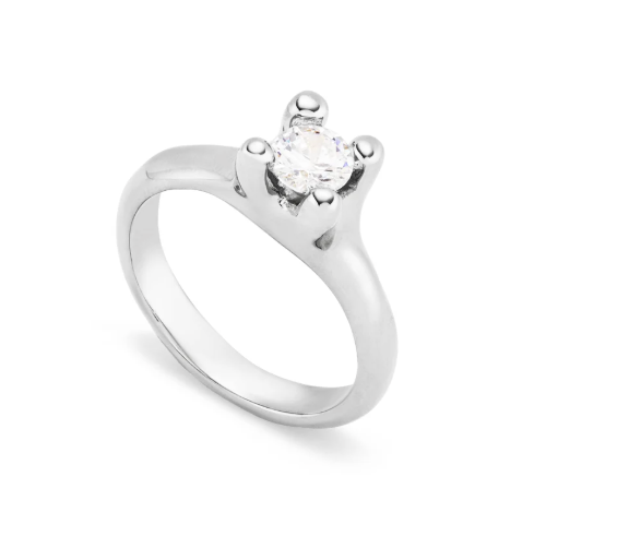 Anillo Uno de 50 Cosmos solitario de plata con brillante transparente