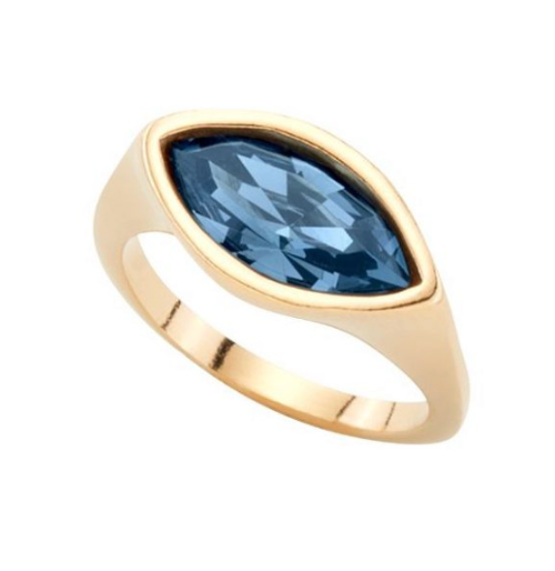 Anillo Uno de 50 Pop Eye Doble baño de oro 19k piedra azul tipo ojo