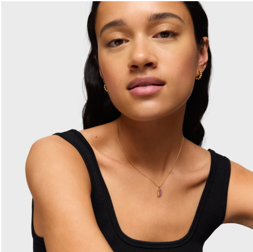 Collar Tous con baño de oro 18 kt sobre plata oso lila Gregal