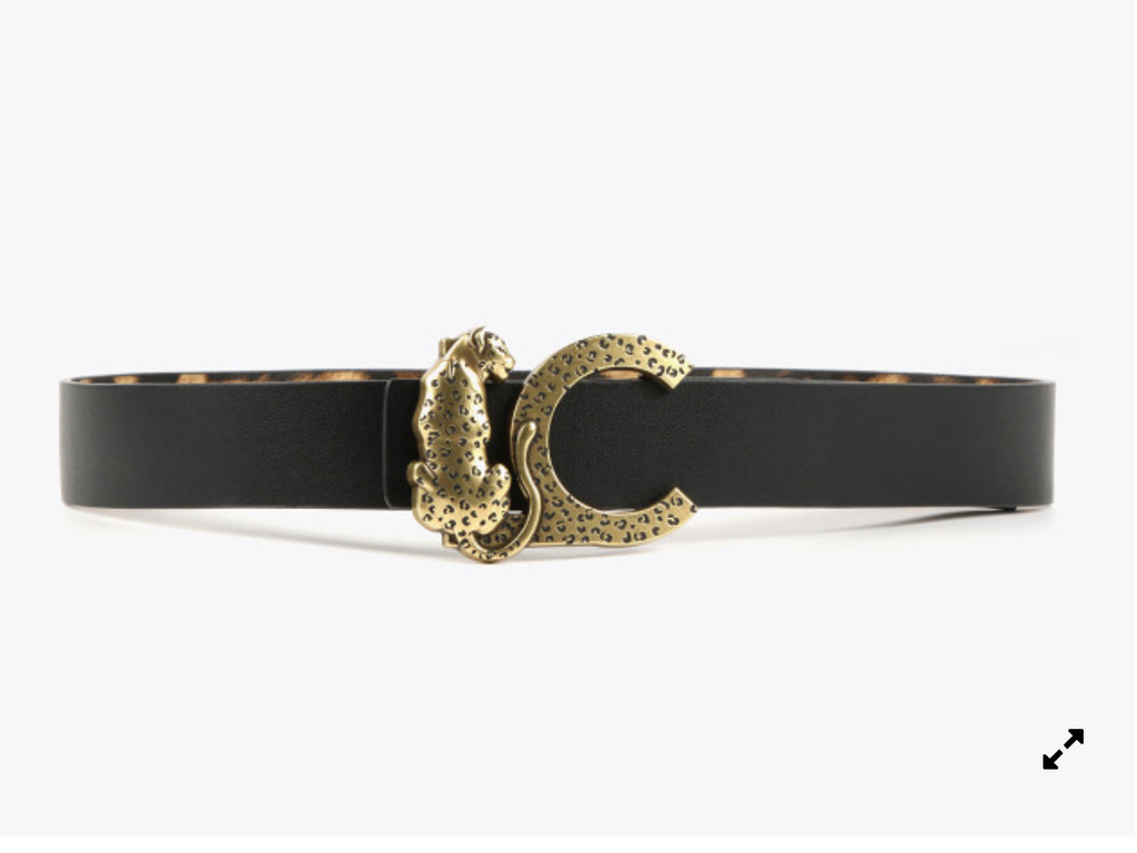 Cinturon Lola Casademunt reversible hebilla LC leopardo print y negro